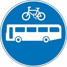 Buses and cycles only Road safety sign