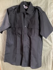FIRST CLASS 100 Polyester Black Short Sleeve Uniform Shirt ,Size 16-16