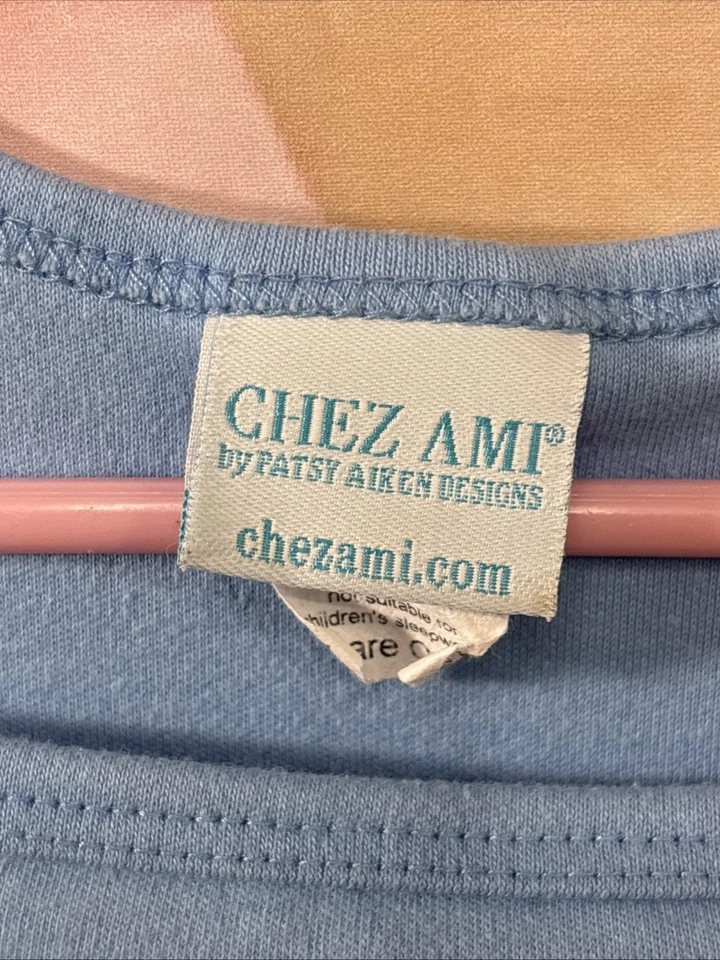 CHEZ AMI Por: Patsy Aiken Designs Niñas Talla: 8 Azul Claro Mangas Cortas Foto 2 de 4