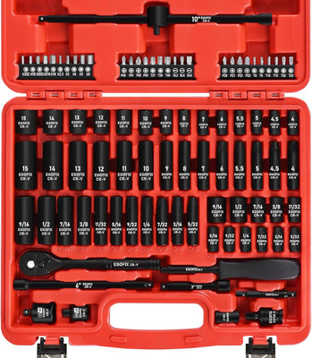 90PCS 1/4'' Drive Impact Socket Set Metric 4-15Mm and Standard SAE Size (5/32''-9/
