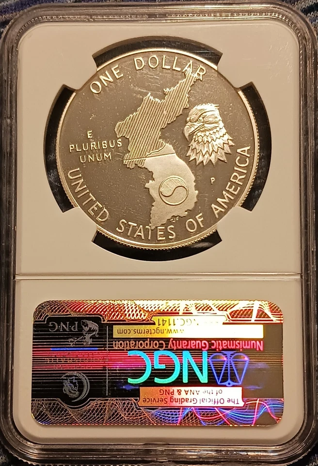 1991 P Korean War Commemorative Silver $1. NGC PF-69 Ultra Cameo. SILVER PROOF - Image 2 of 4