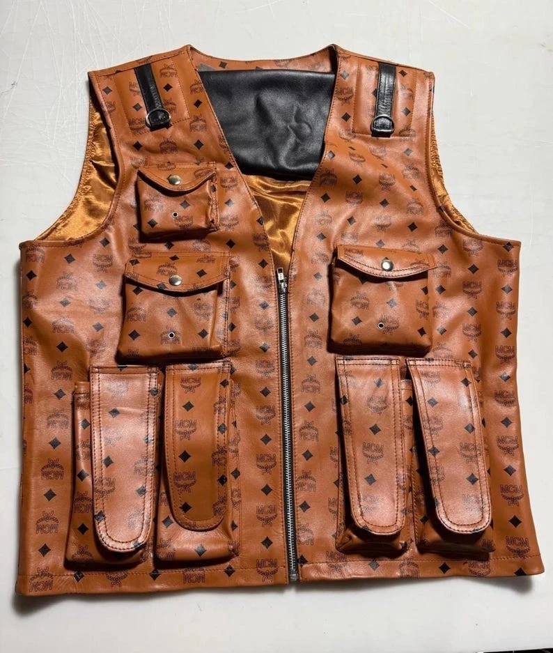 MCM Leather Vests Men's MCM Biker Leather Vests Luxury MCM Fashion Vests
Opens in a new window or ta