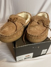 NWT Lamo MOCS SLIP-ON Chestnut Brown Suede FURRY LINING Slippers Men's 9 COMFY