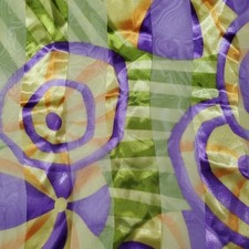Vintage Scarf RETRO PURPLE YELLOW GREEN MOD Silk Like MAX INT. 20" SQUARE