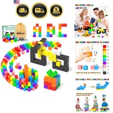 54 PCS Magnetic Blocks, Magnetic Building Blocks for Toddlers 3 , Montessori ...