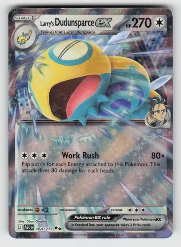 Larry's Dudunsparce ex 164/217 Double Rare Ascended Heroes Near Mint