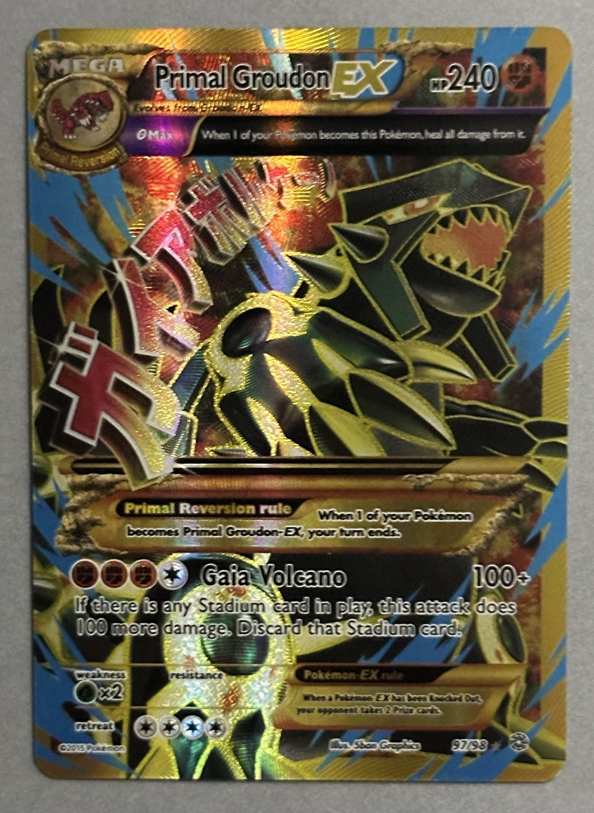 Pokemon TCG Primal Groudon EX 97/98 XY Ancient Origins Ultra Rare Full Art 2015