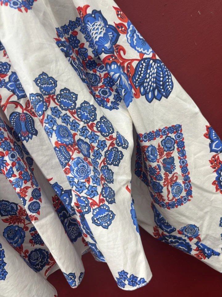 Camisa Campesina La Double J Top Grande Blanca Roja Azul Estampado Paisley Foto 2 de 4