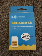H20 Wireless SIM Starter Kit 3 In 1 SIM STANDARD MICRO NANO
