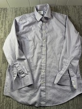 Charles Tyrwhitt Dress Shirt Mens 17 36/37 Purple Herringbone Slim Long Sleeve