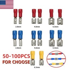 50-100PCS Assorted Insulated Electrical Wire Terminals Crimp Connector 2.8-6.3mm