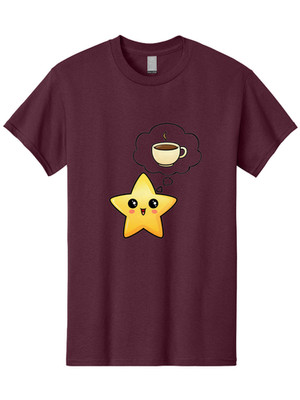 Coffee-Star Mens Graphic Tee, 100% Cotton, Casual Summer Wear