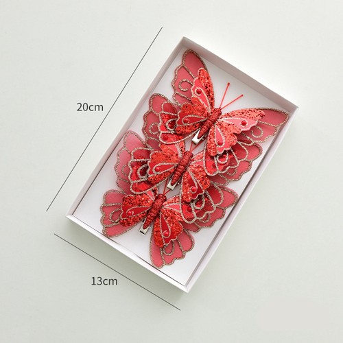 3Pcs 6Pcs Christmas Tree Butterfly Decorations Glitter Butterflies Centerpiece - Picture 10 of 24