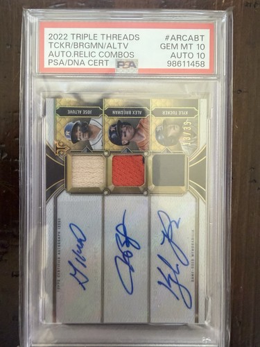 2022 Topps Triple Threads Tckr/Brgmn/Altv Auto       PSA 10