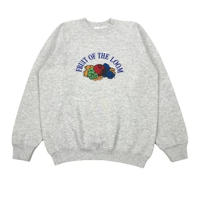 SUDADERA VINTAGE FRUIT OF THE LOOM HOMBRE GRANDE L GRIS CUELLO REDONDO JERSEY EE. UU. 90s - Imagen 1 de 4