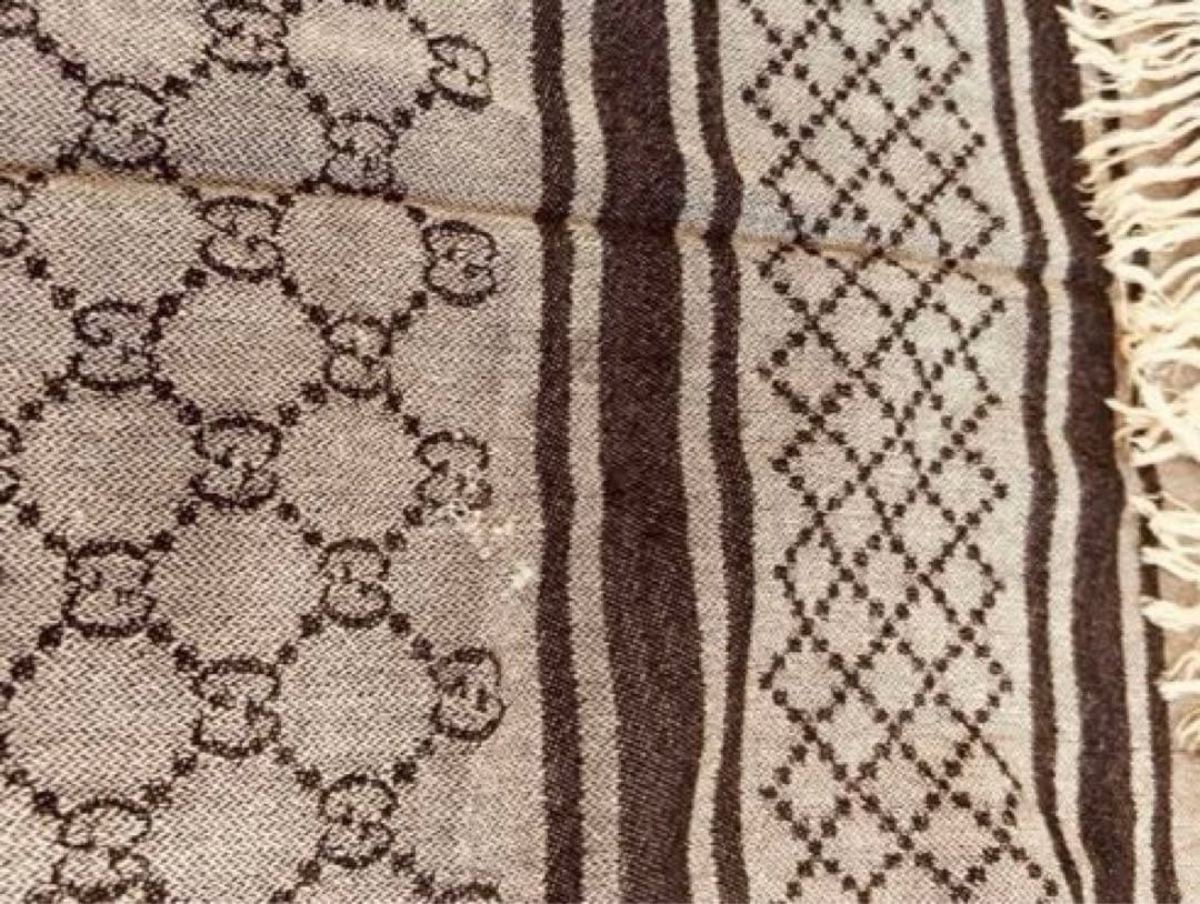 Auth GUCCI Reversible GG Pattern Large Stole Wool… - image 15