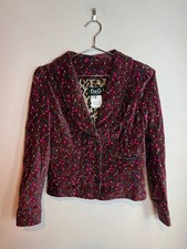 Vintage Dolce & Gabbana Floral Velvet Blazer Jacket Leopard Print Lining Size 40