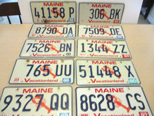 NICE LOT OF 10 MAINE LOBSTER LICENSE PLATES, ALL IN GOOD TO V. GOOD, USED COND.2