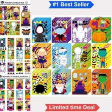 Halloween Make a Face Stickers 48 Sheets Mix and Match Kids Craft Party Game