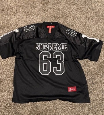 Supreme Men s Black Mesh Football Jersey V-Neck Pullover Size M Skeleton