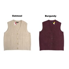 Frye Women's V-Neck Button-Up Ribbed Hem Sweater Vest