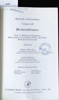 Biomembranes; Part C: Biological oxidations, Microsomal cytochrome P-450, and ot