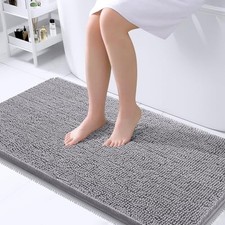 Bathroom Rugs 40x24, Extra Soft Absorbent Chenille Bath Rugs, 40" x 24" Grey