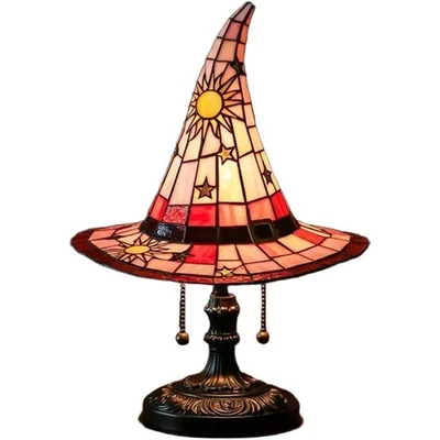 Stained 3D Witch Hat Lamp Resin Creative Retro Led Night Light Desk Lamp - Image 1 of 4