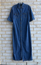 Ralph Lauren Jeans Co Short Sleeve Button Up Denim Split Back Shirt Dress Size M