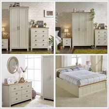 Lancaster Range 3 / 4 Piece Bedroom Furniture Set Wardrobe 4 Drawer Chest  Cream
