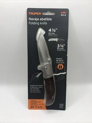 Truper NV-4 16981 Folding knife 4-1/2'' wood handle, 3-1/2'' Blade, One Hand Open