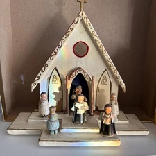 VTG Antique Switzerland Thorens Music Box Church Choir Wood Silent Night Works