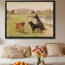Watercolor Painting Dog Boxer Canvas Print Great Dane Rottweiler Wall Art Decor
