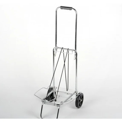 Travel Chrome Folding Luggage Cart Rolling Hand Dolly-Metal- Pre-Owned-Very Good
