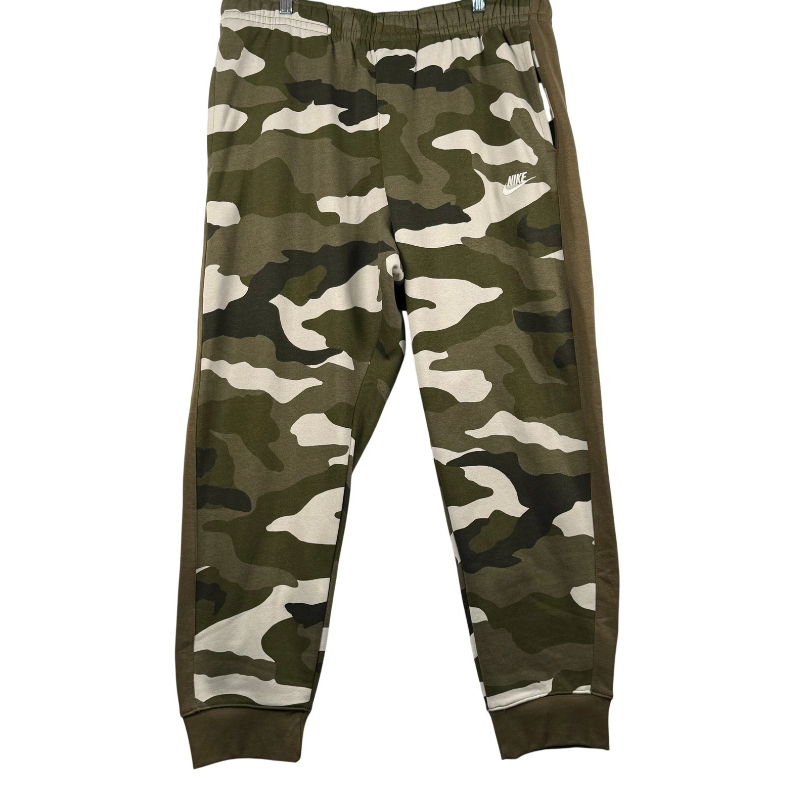 Nike Mens XXL Camo Fleece Joggers Olive Green Tapered Leg BV3628-222 Streetwear