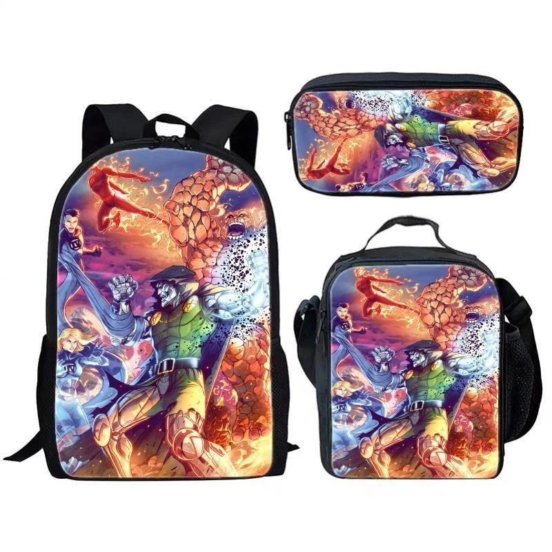 The Fantastic Four School Backpack Insulated Lunch Bag Rucksack Pencil Case Gift