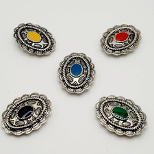 Set of 5 Southwestern Western Concho Style Metal Enamel Hinged Button Covers