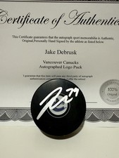 JAKE DEBRUSK Signed Autographed Vancouver CANUCKS Logo Puck W/ Case COA