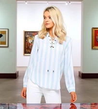 Rails Uli Lace Up Block Stripe Top Size Small