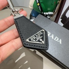 Prada Keychain Saffiano Leather with Triangul...