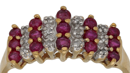 9ct Gold Diamond & Glass Filled Ruby Ring 2.5g Dress Size P 1/2 Fully Hallmarked - Picture 3 of 6