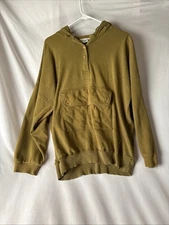 vtg nancy heller made in japan hoodie w pocket olive mustard