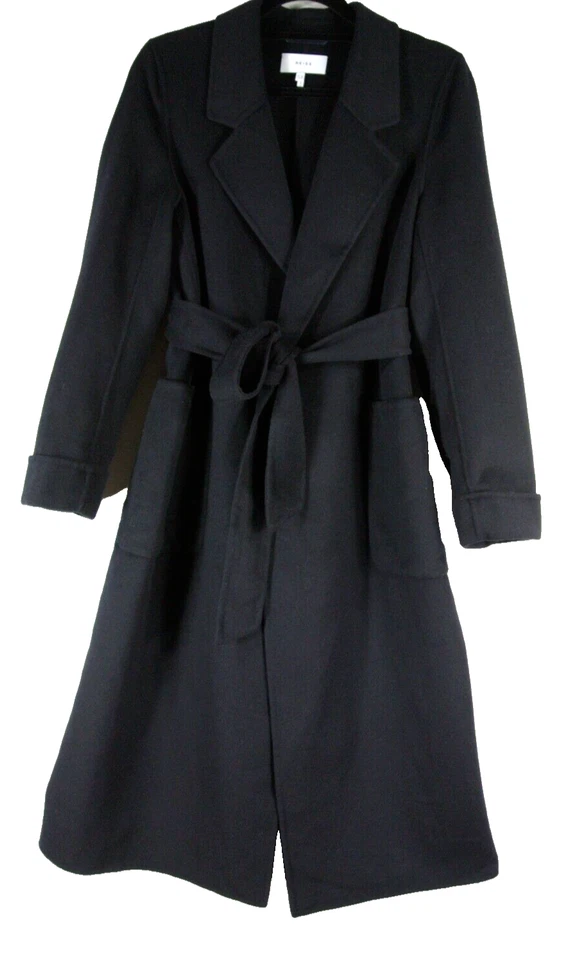 NUEVO ABRIGO REISS Elise mezcla de lana largo en azul marino talla 6 #C4299 Foto 2 de 4