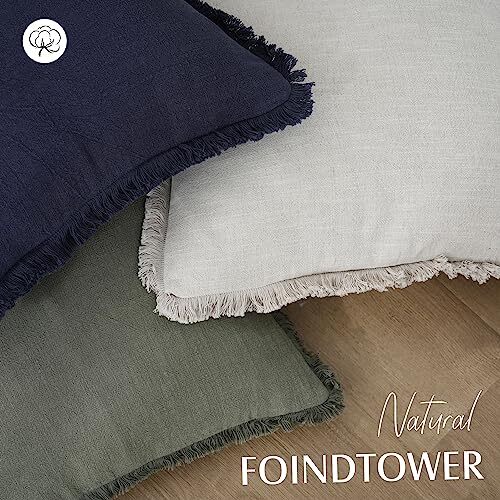 Decorative Linen Fringe Lumbar Throw Pillow Covers Cozy 12" x 20" Olive Green - Afbeelding 4 van 7