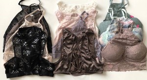 Victoria-039-s-Secret-VS-bra-bralette-very-sexy-PINK-lace-halter-push-up-unlined