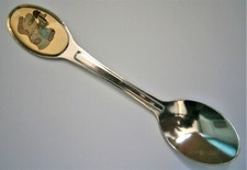 SD373:) Vintage Tetley Tea Folk souvenir collectors spoon 