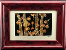 Mixed Media Abstract Art Painting /Bhavna/ 3.0 x 4.5 inches (framed 8x6)