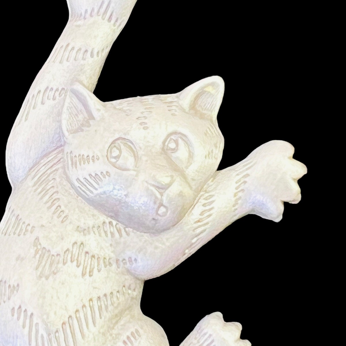 マーク CATERPILLAR CAT Ladies Vintage Cat Lady Pin JJ Signed 1988 Pewter Climbing Scratching Cat