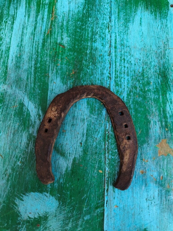 Antiguo anillo primitivo de hierro rústico forjado a mano para zapatos de caballo coleccionable Foto 2 de 4