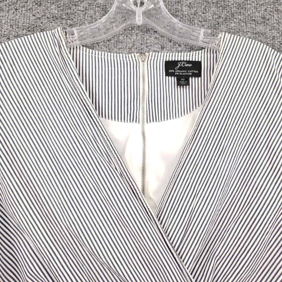 Mono J Crew Mujer 10 Gris Volantes Elastizado Algodón Orgánico Popelina Pierna Ancha Recortado Foto 3 de 4